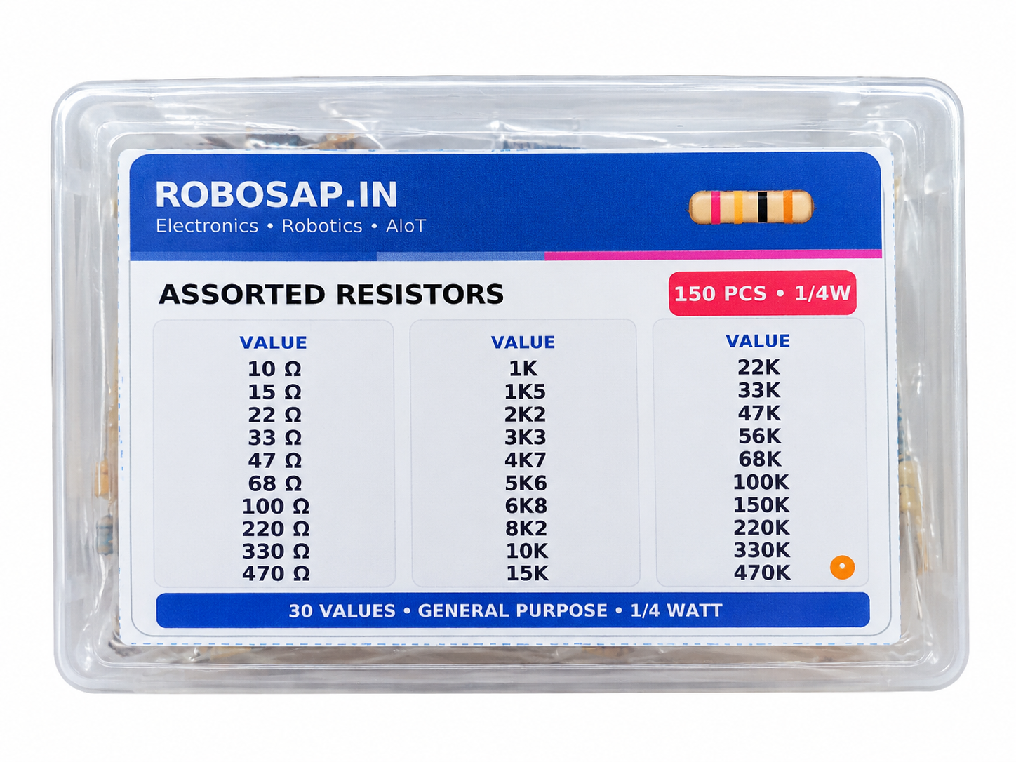 Assorted Resistors Box 1/4W- 150 pcs