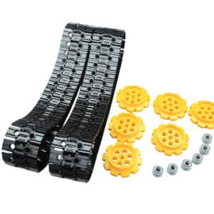 100-Link Track Wheel Set with 6 Yellow Wheels and 200 Connectors – DIY Robot Tank Track System