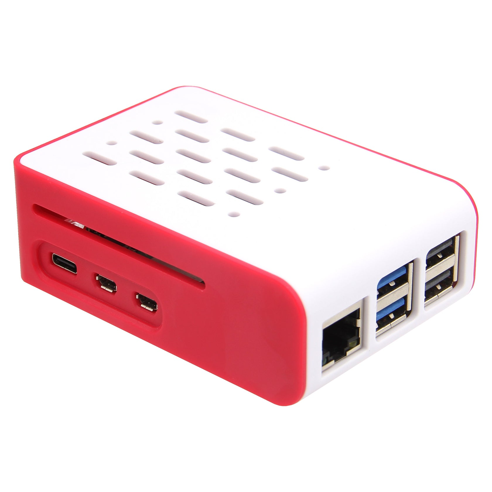 Raspberry Pi 5 Case with Active Cooler – Red/White ABS Enclosure
