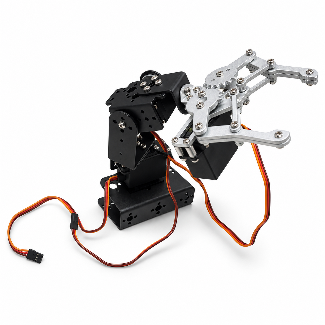 DIY 3DOF 3 Axis Pick-and-Place Robot Arm Kit with Gripper and Servo Arm Plates (Servos Not Included)